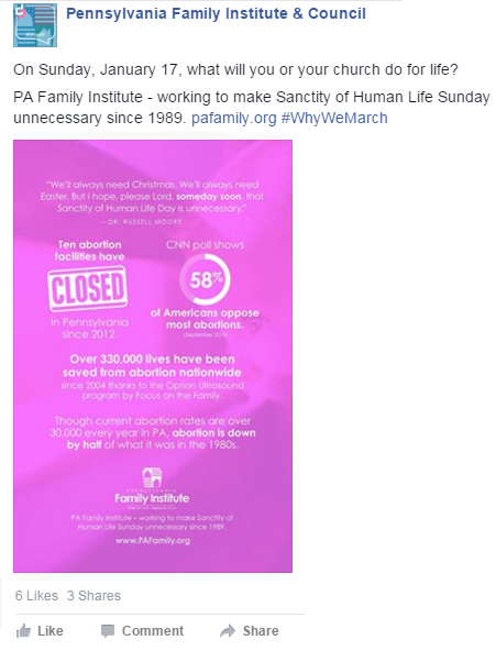 Sanctity of Life Sunday 2016 on Facebook