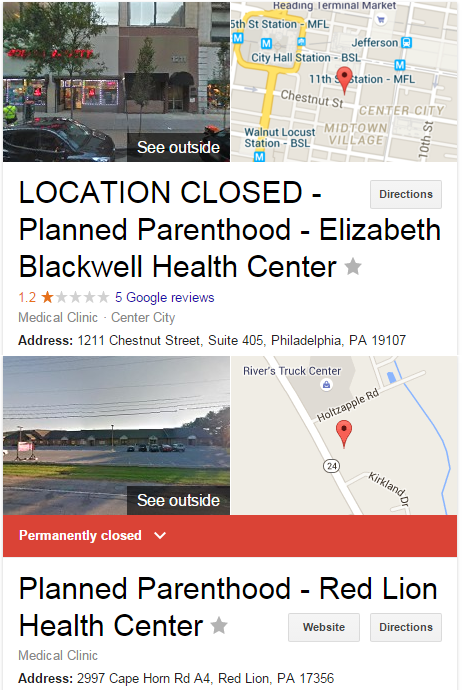 Planned Parenthood closings